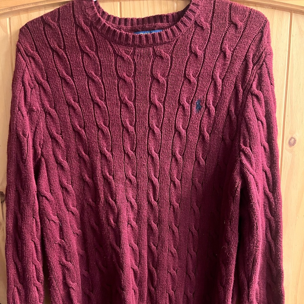 Ralph Lauren Maroon Cable Knit Sweater